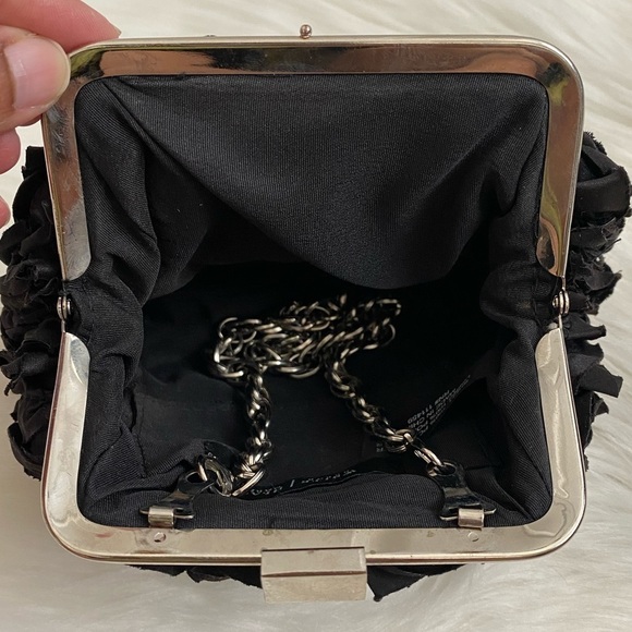 Elegant White House Black Market Black Floral Motif Evening Clutch - Picture 5 of 14